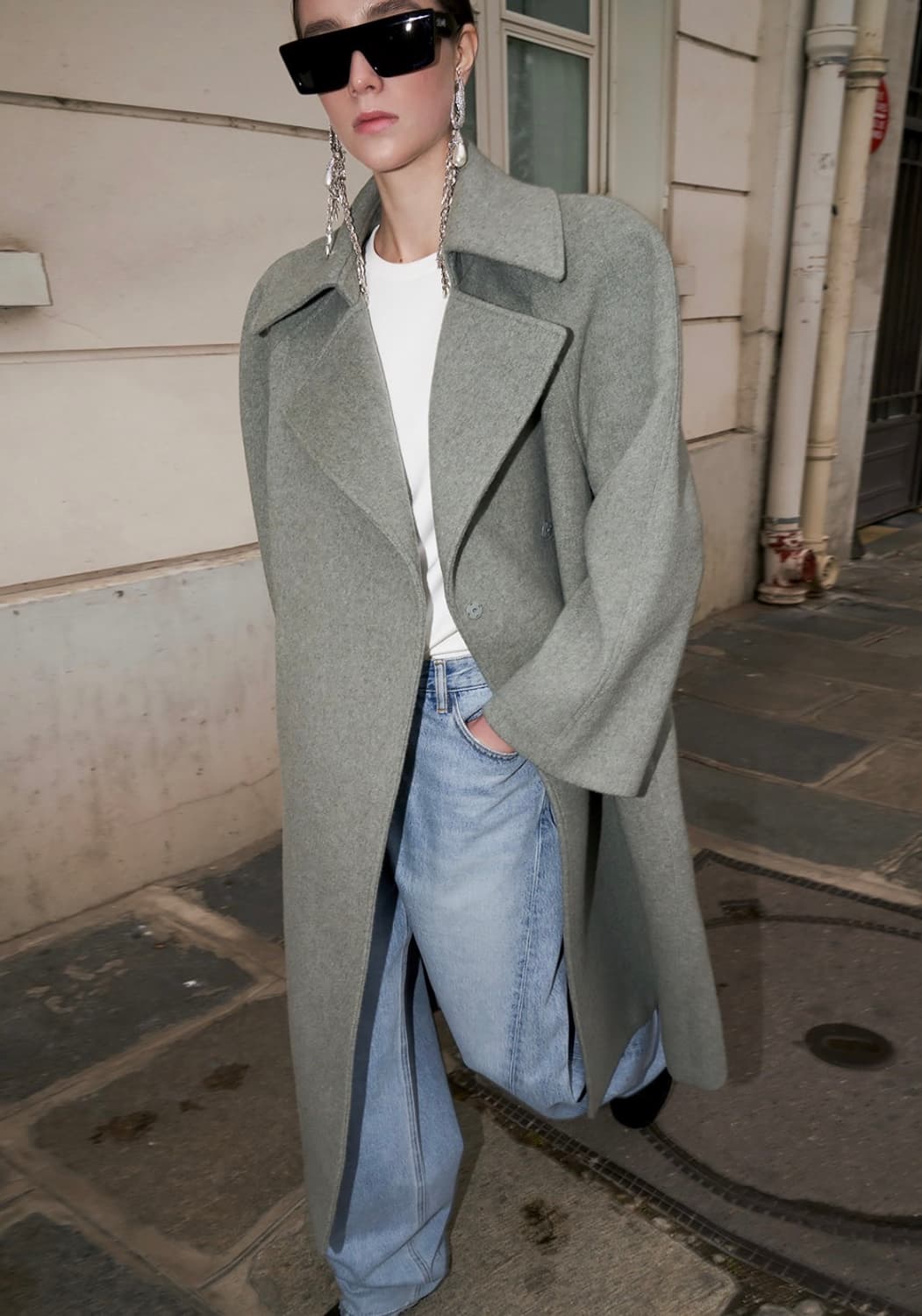 새상품)드래곤블루스 울 래글런 벨티드 롱 코트 M 상품이미지2