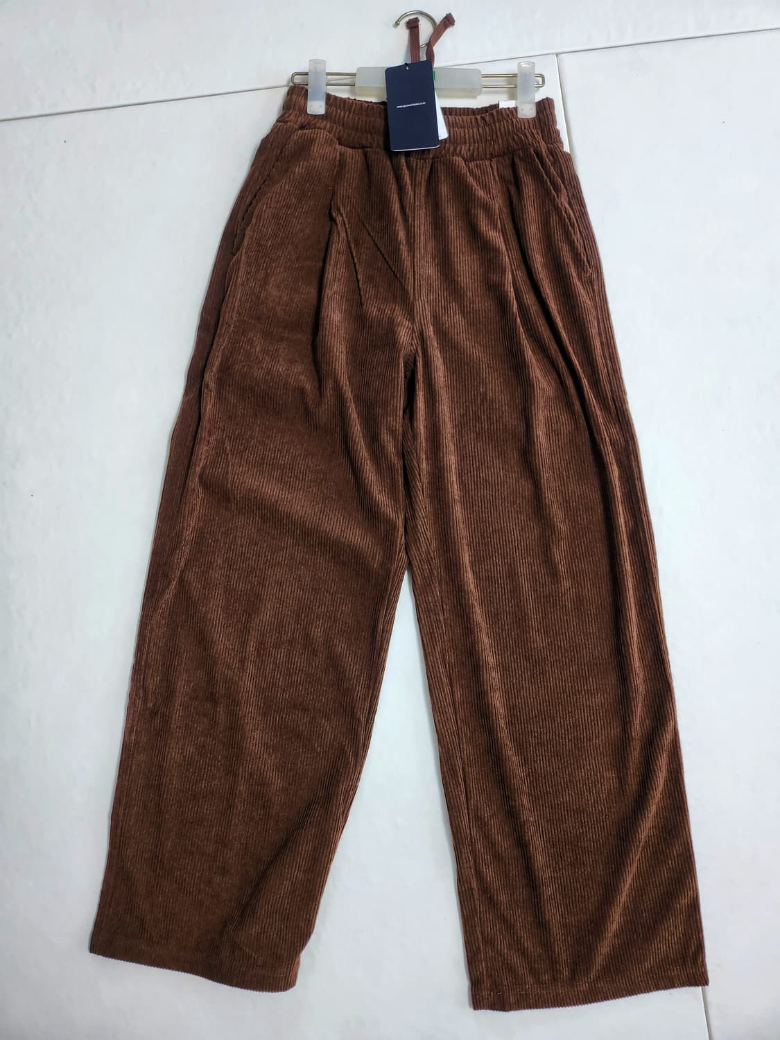 그루브라임 코듀로이 저지 풀밴딩 원턱 와이드 팬츠 브라운 s사이즈   상품이미지1