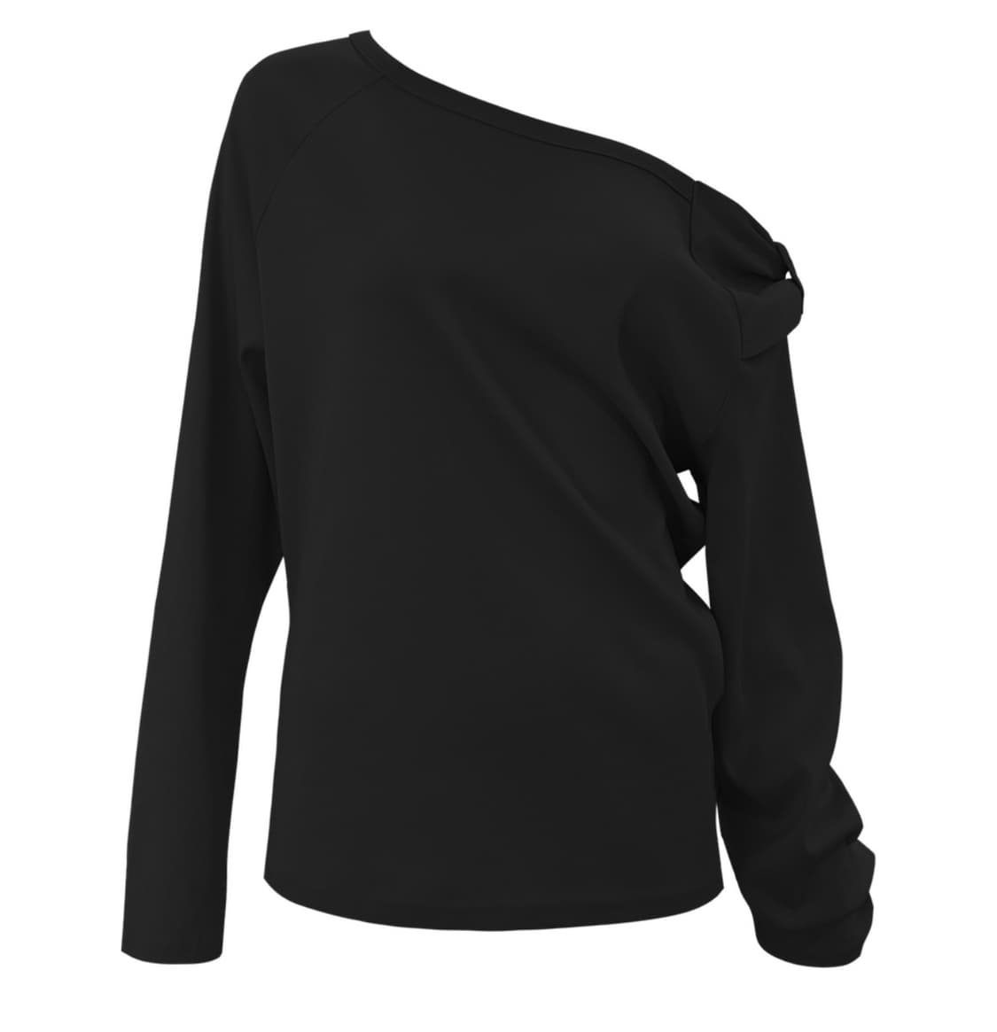 체메씨 BOW ONE-SHOULDER LONG SLEEVE (BLACK) 상품이미지1