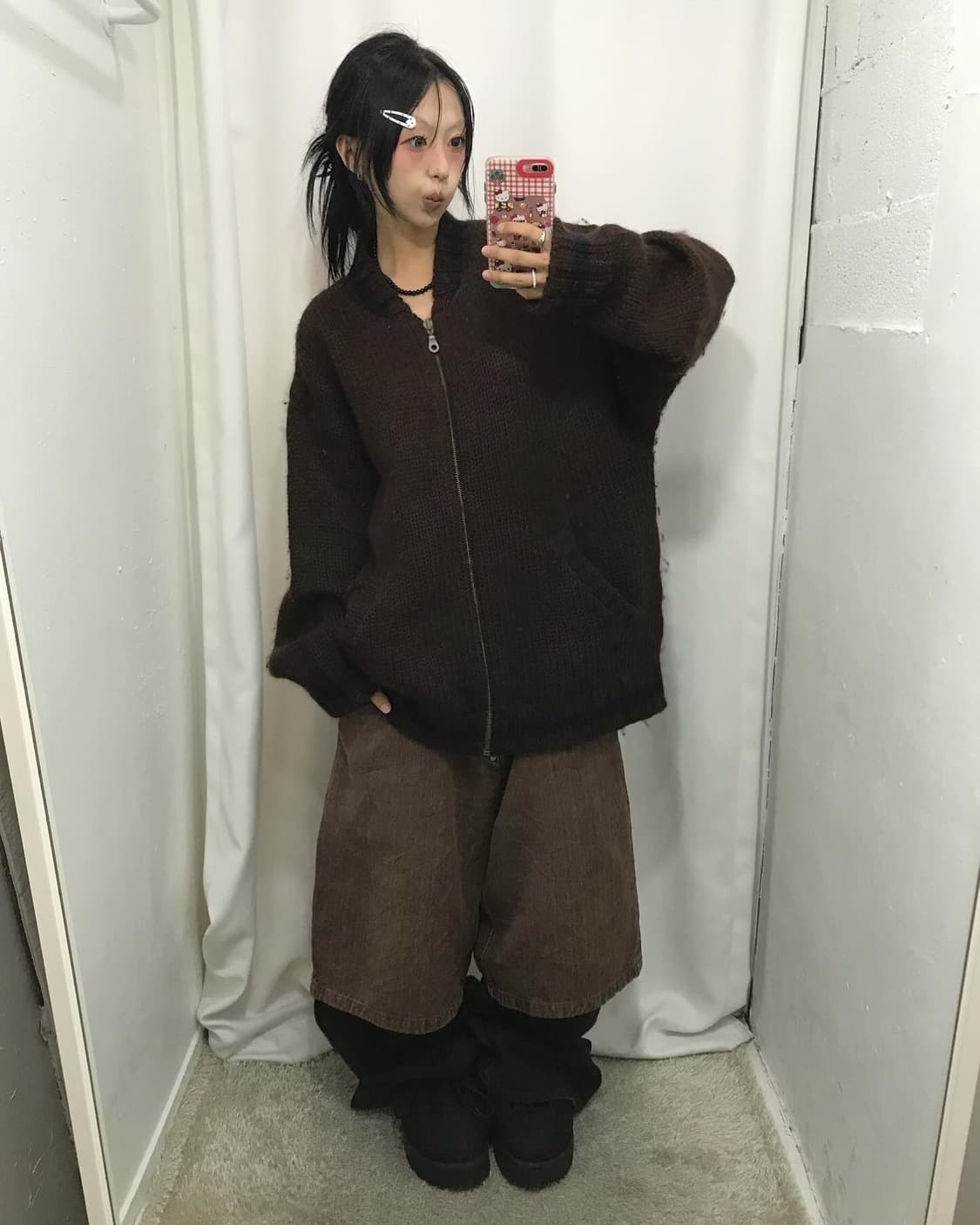 Stussy Brown Cowichan knit Cardigan JK 상품이미지3