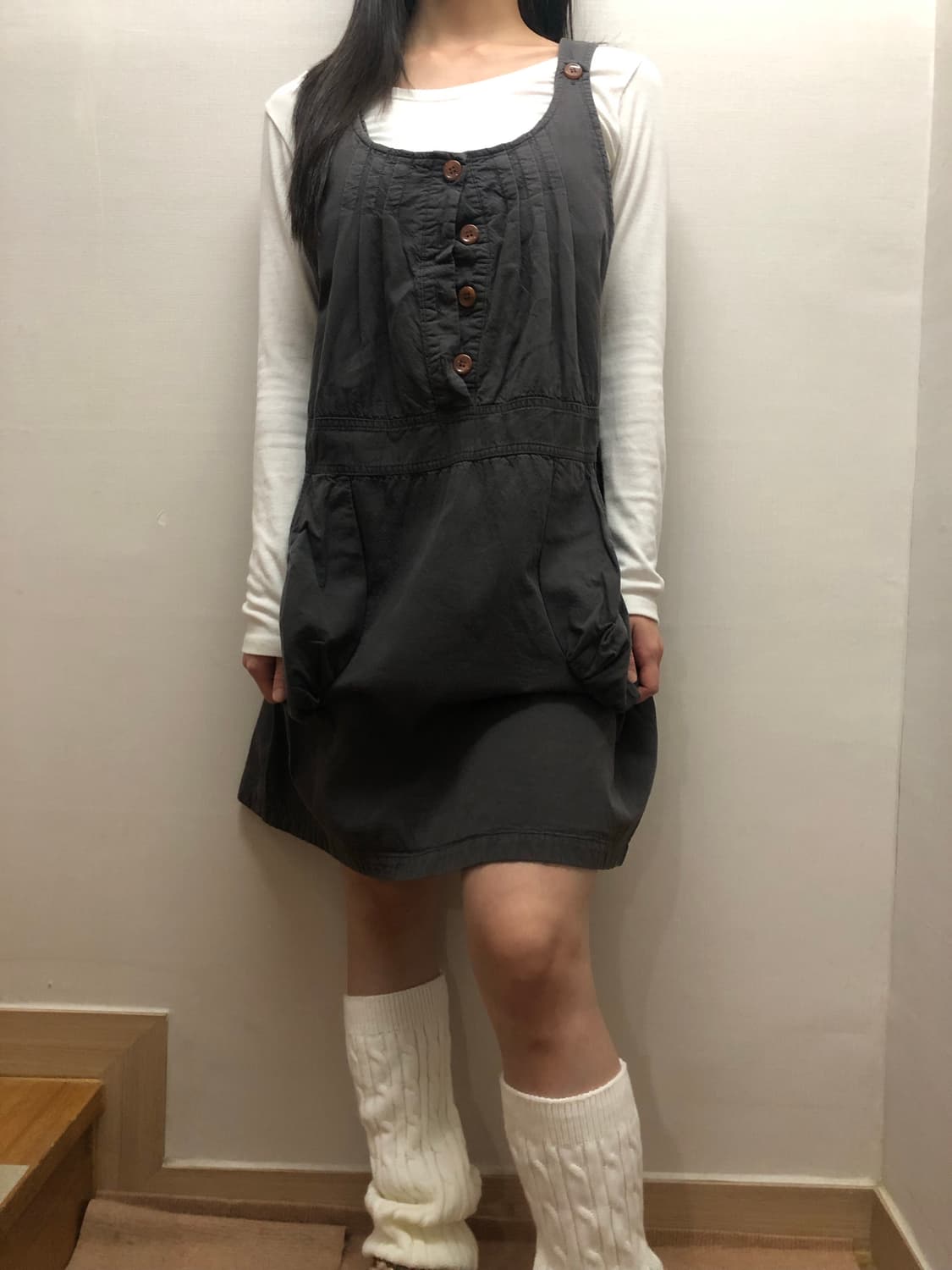 빈티지 그레이 버튼 원피스 상품이미지9