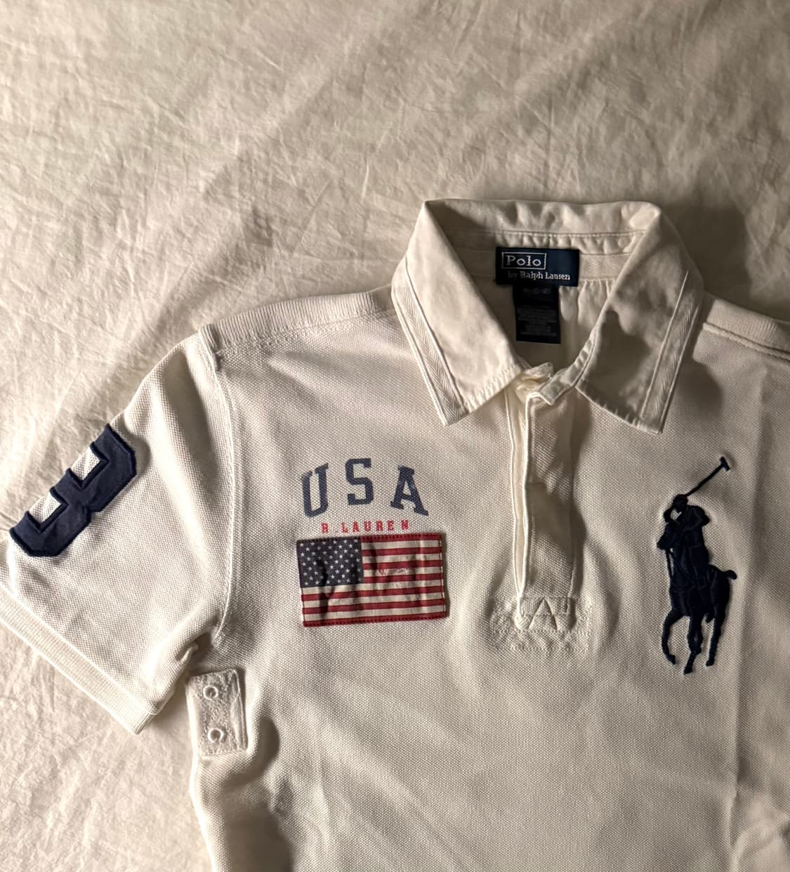 폴로 빅포니 성조기 반팔티 화이트 상품이미지1