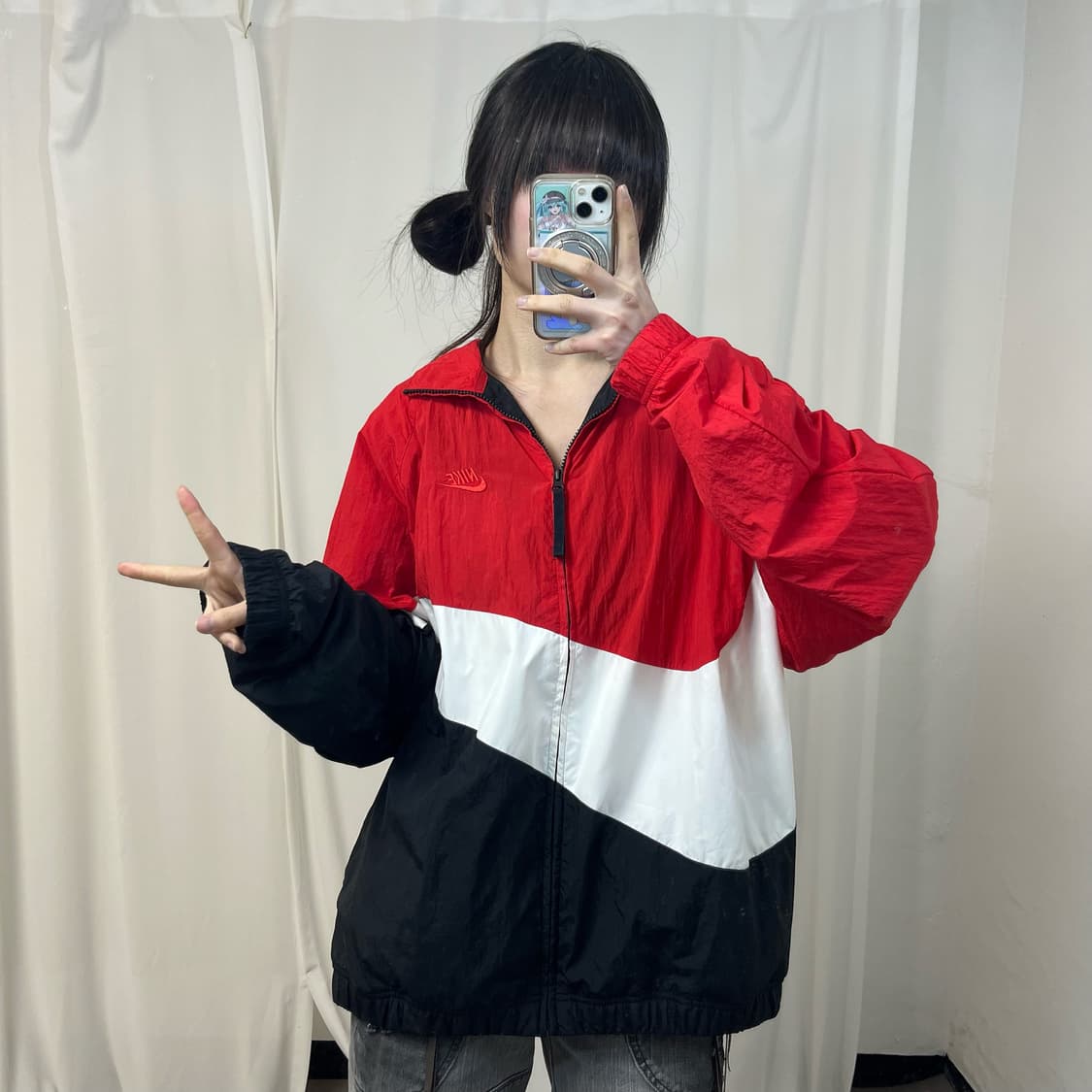 Nike red big swoosh windbreaker 상품이미지2