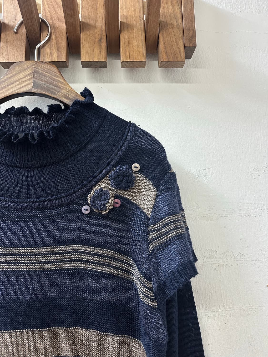 일본빈티지 모리걸 자수 니트 탑 레이어드 탑 티셔츠 상품이미지2