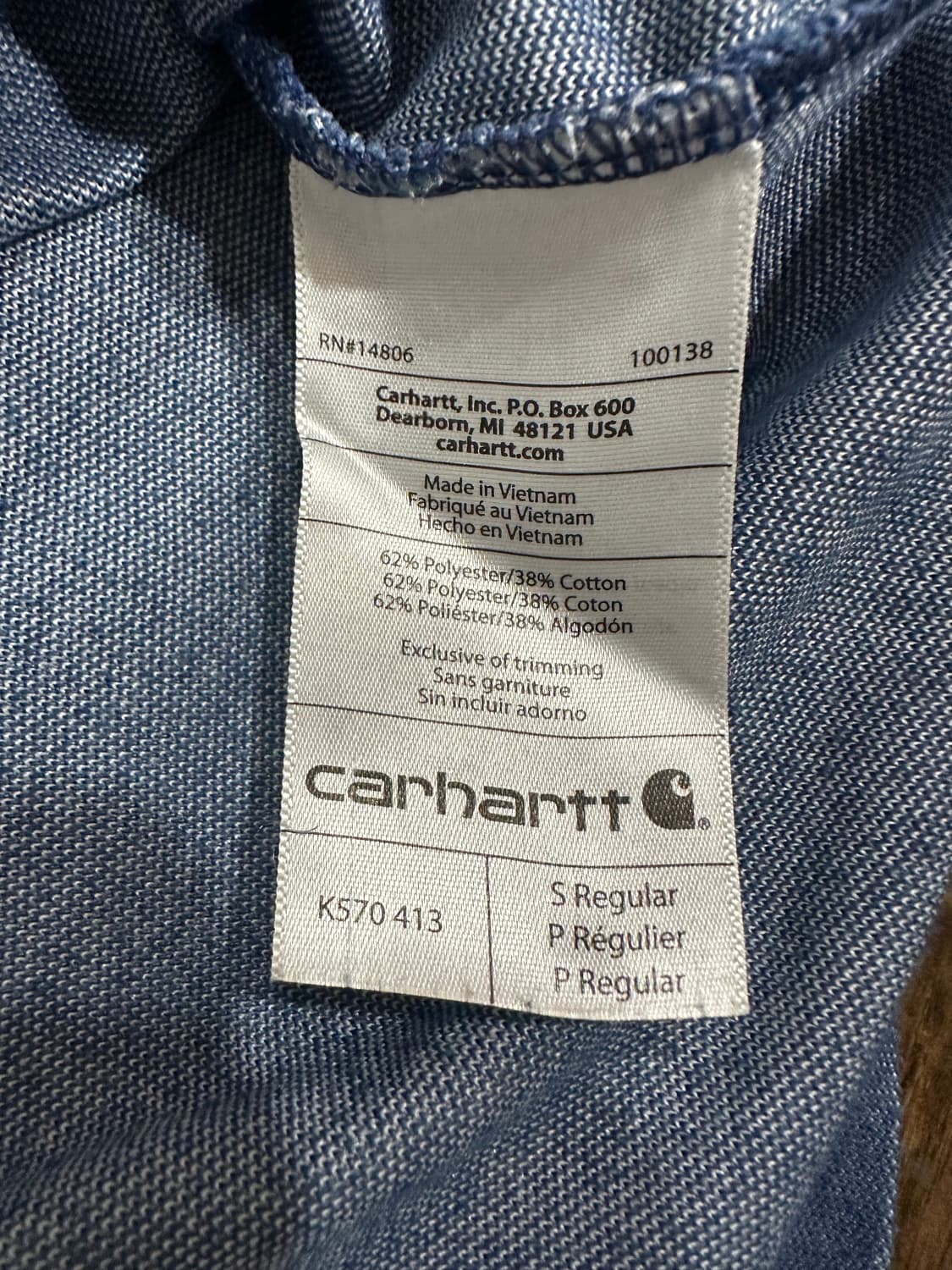 칼하트 반팔 카라티 네이비 실측사이즈M 상품이미지6