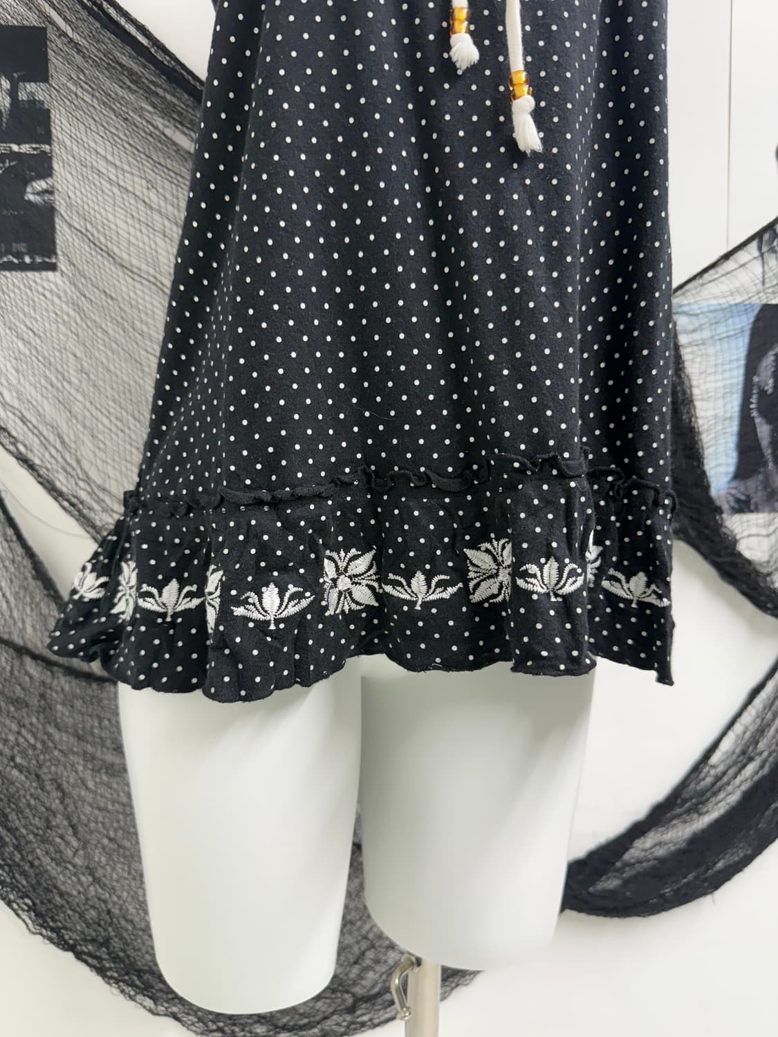 Pocket girl dot lace midi onepiece 상품이미지3