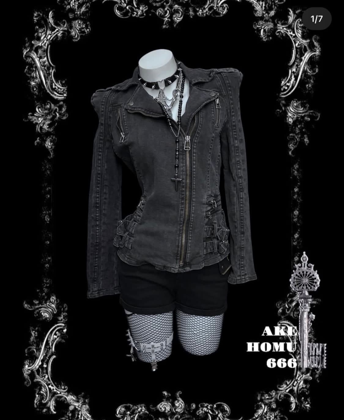 아케호무666 데님 라이더자켓 펑크 락시크 고스 y2k 상품이미지1