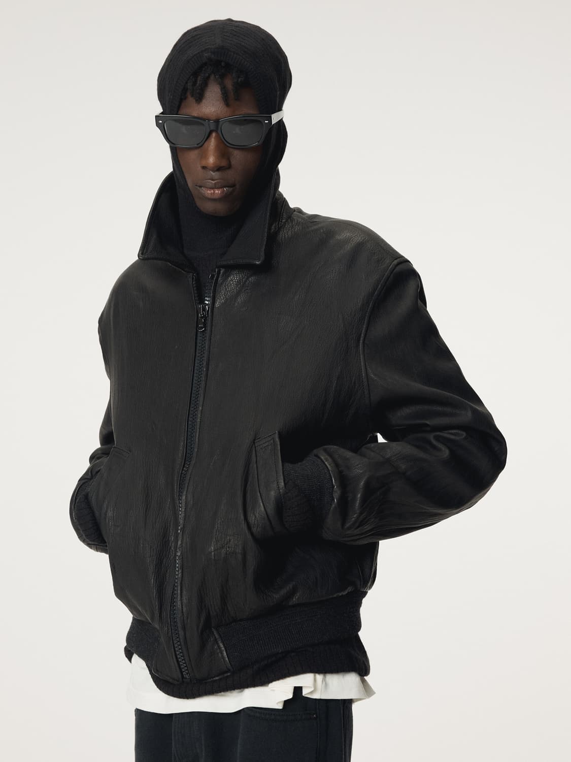 [XL] 렉토 벤 크링클 레더 가죽 점퍼 자켓 블랙 상품이미지4