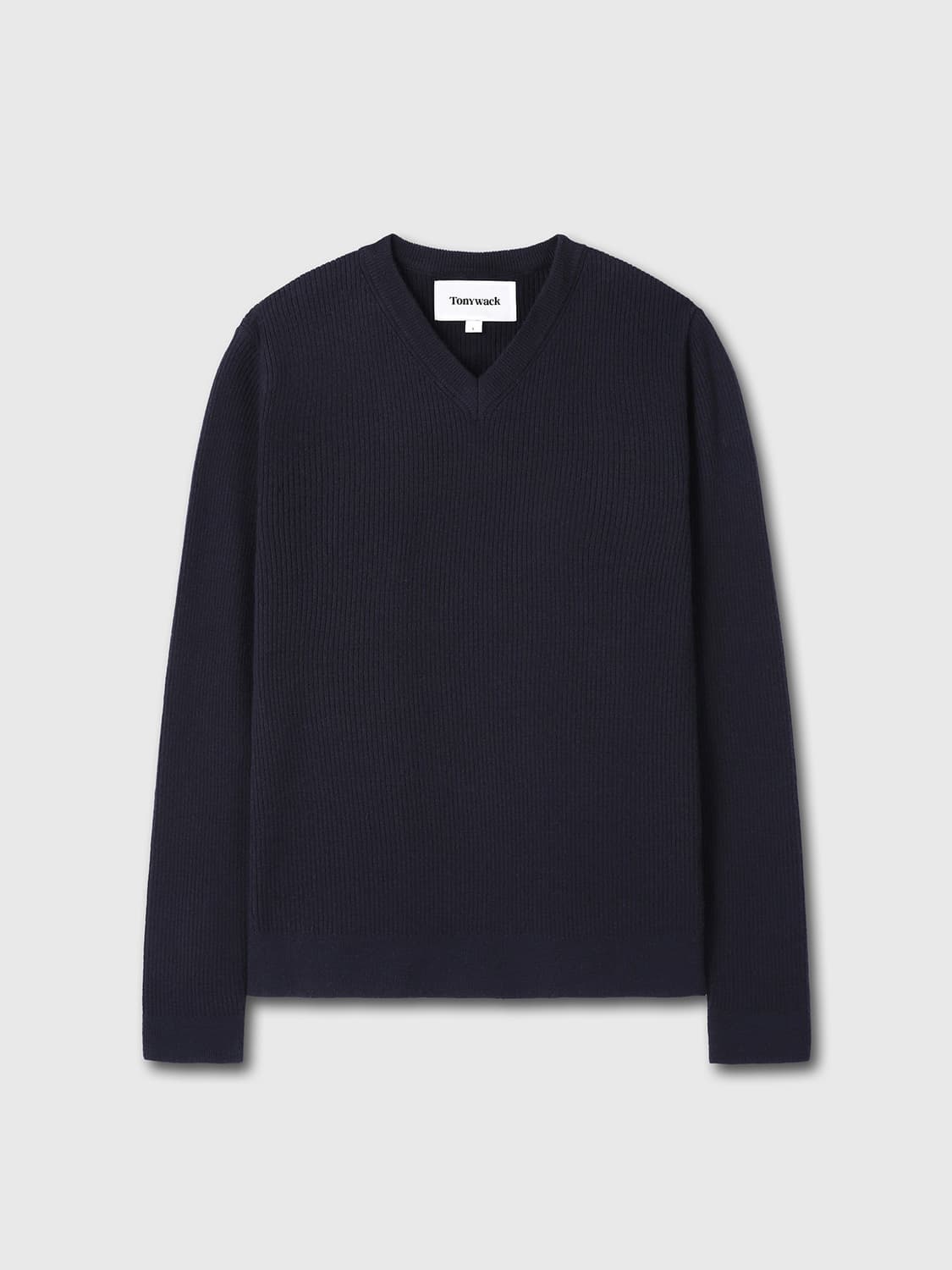 토니웩 Super fine wool ribbed v-neck navy L 상품이미지2