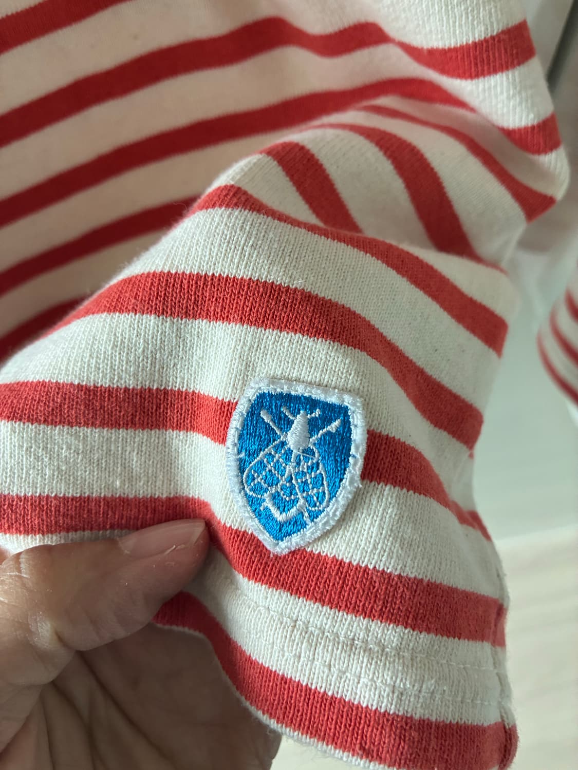 오르치발(Orcival) 스트라이프 칠부 바스크 셔츠 레드×화이트 상품이미지4