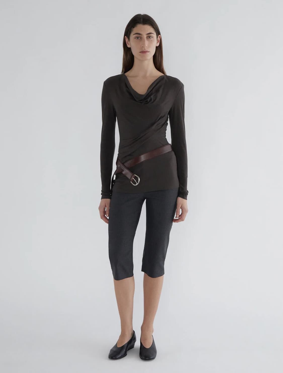 [S,M,L]팔로마울 Junco 롱 슬리브리스 탑/브라운 상품이미지3