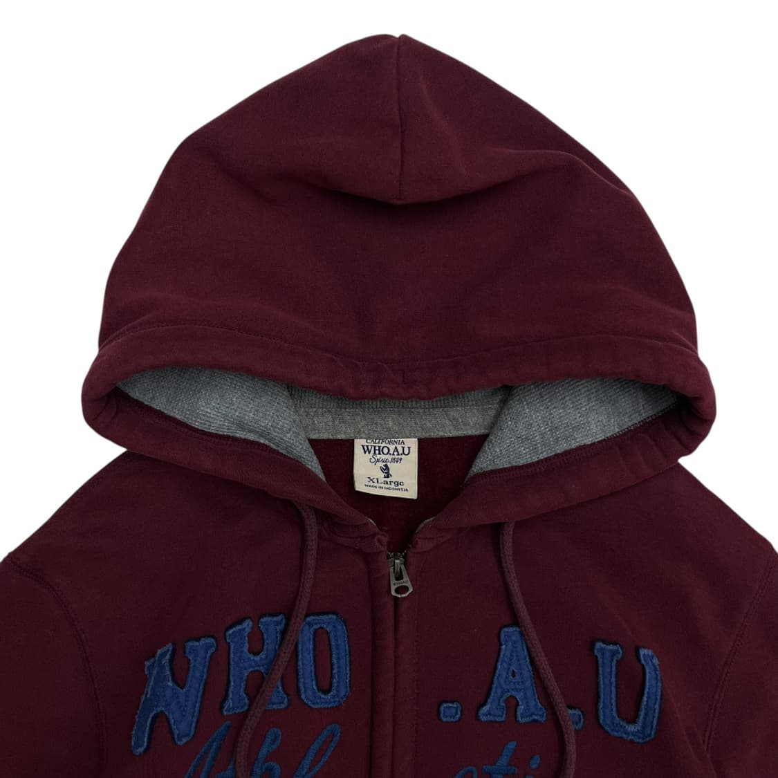 후아유 베이비블루 센터로고 와인 후드집업 XL 상품이미지4