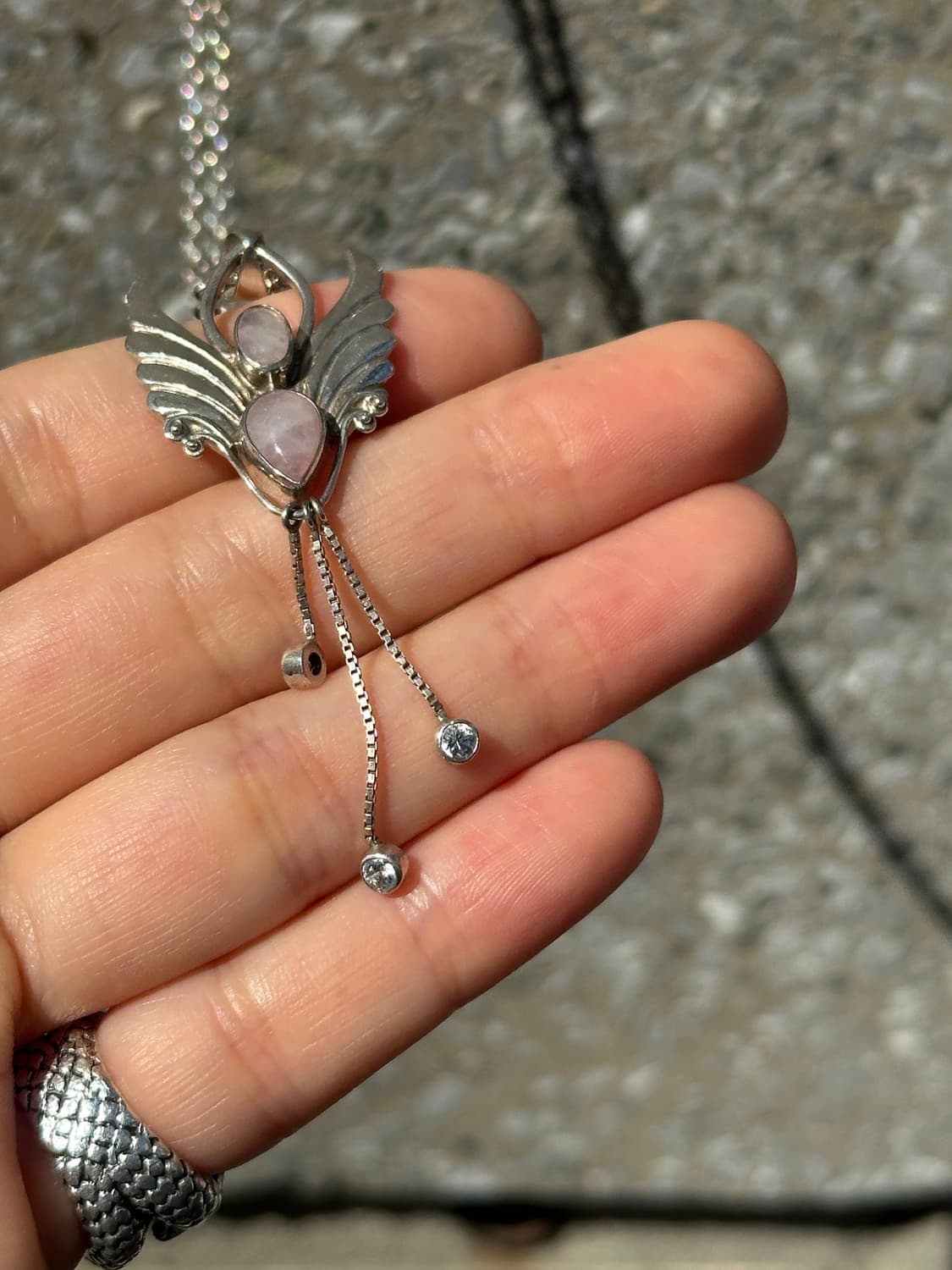 Vintage Angel Wing Rose Quartz Tassel 92 상품이미지2