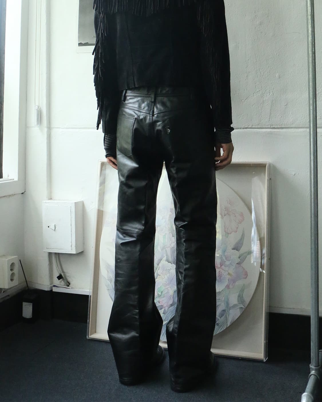 2000s 아비렉스 레더 부츠컷 팬츠 상품이미지2