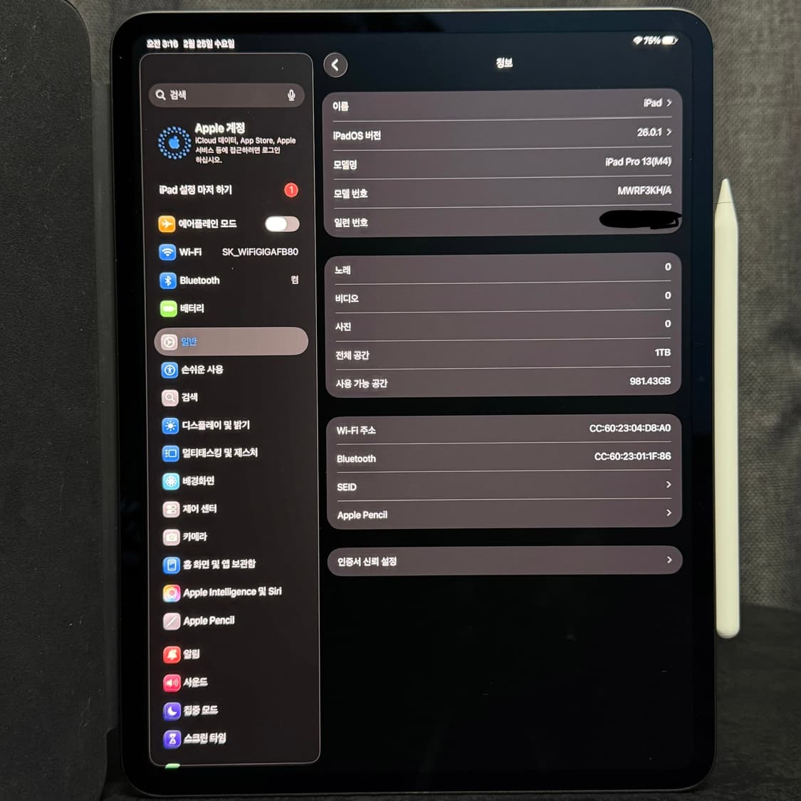 애플 아이패드 프로 13인치 M4 스페이스 그레이 2024년형 새상품 상품이미지5