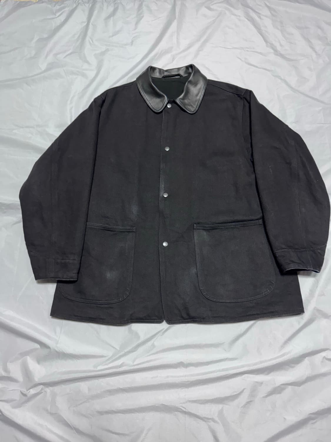 [2] 코모리 24AW 데님 레더 워크 자켓 블랙 상품이미지1