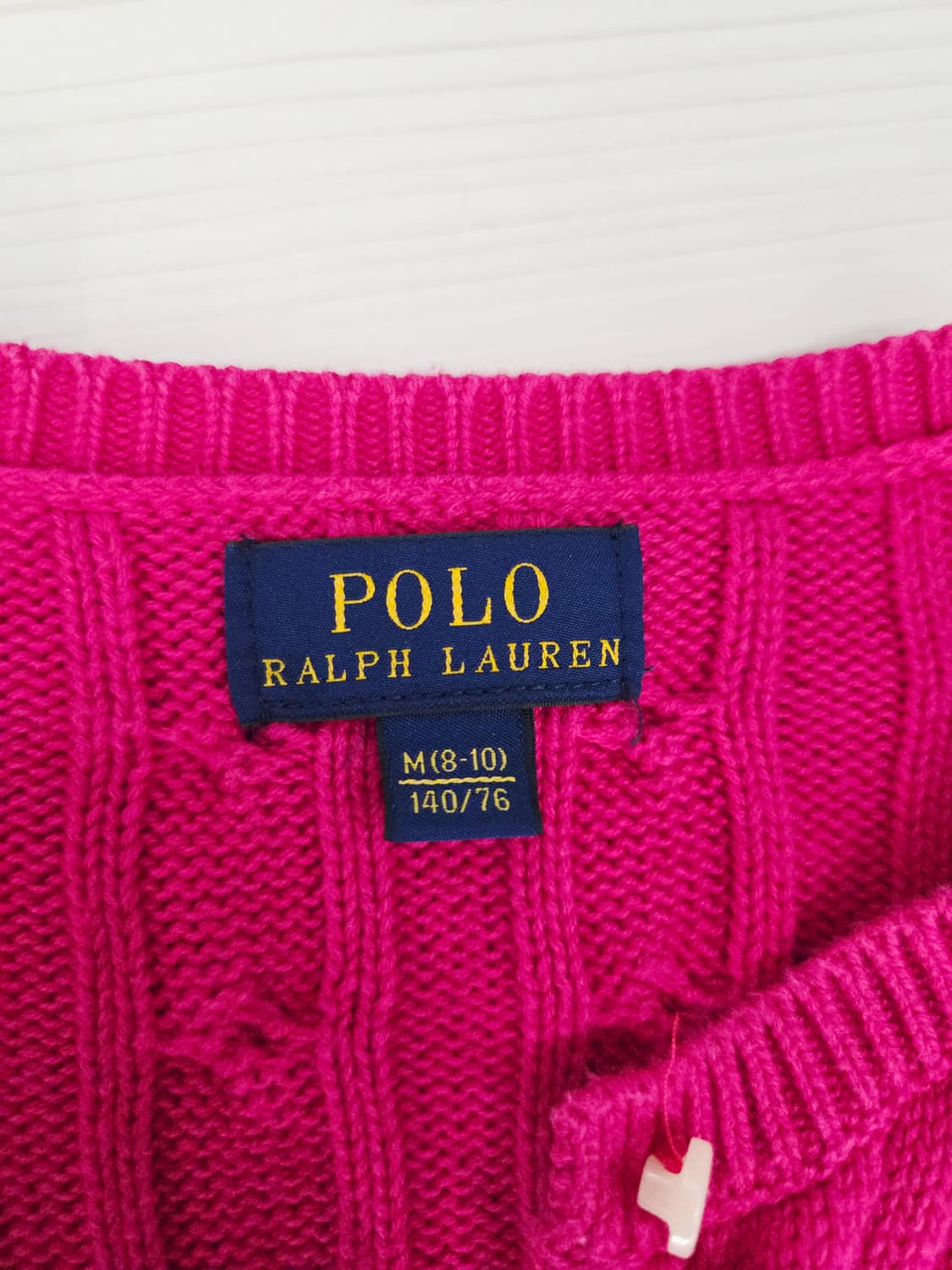 폴로랄프로렌 키즈 핑크 케이블 가디건_8-10(M) 상품이미지4