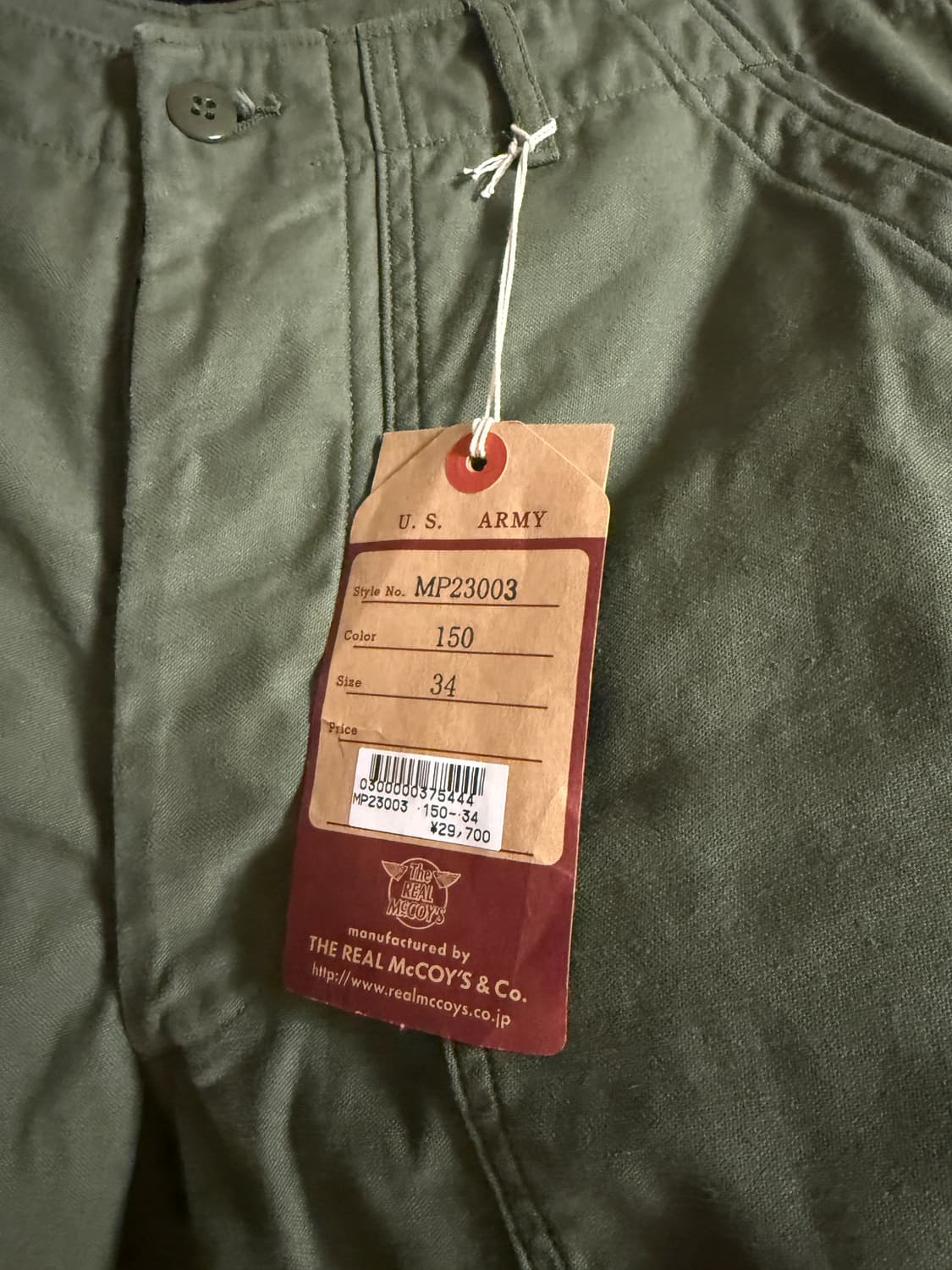 리얼맥코이 og-107 퍼티그팬츠 34사이즈 상품이미지3