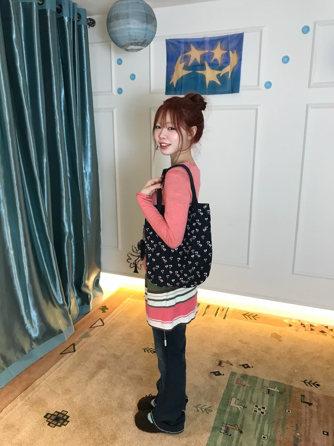 알록달록 스트라이프 원피스에  코랄 컬러 매치😵💞 상품이미지4