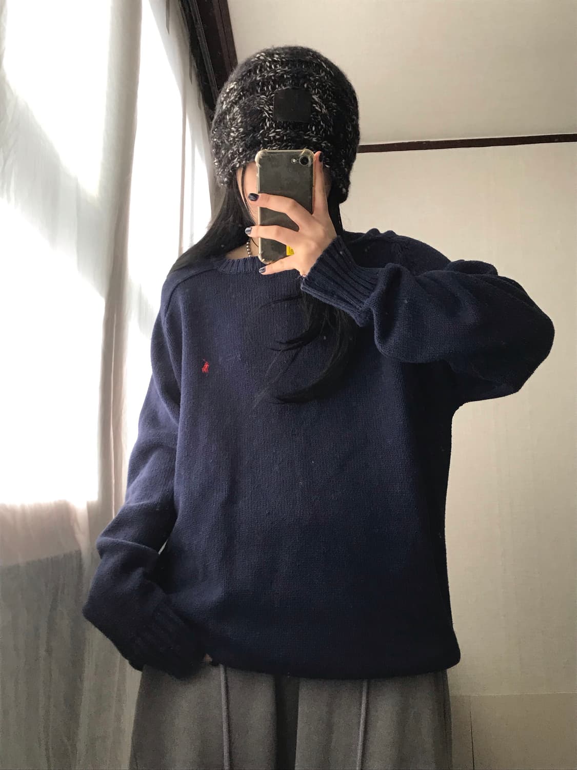 폴로 네이비 오버핏 니트 상품이미지2