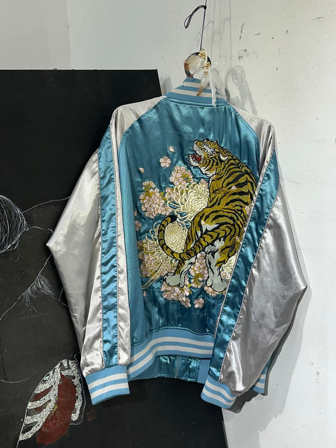 Jpn 일본빈티지 재패니즈 오리엔탈 호랑이 자수 스카잔 XL 상품이미지6