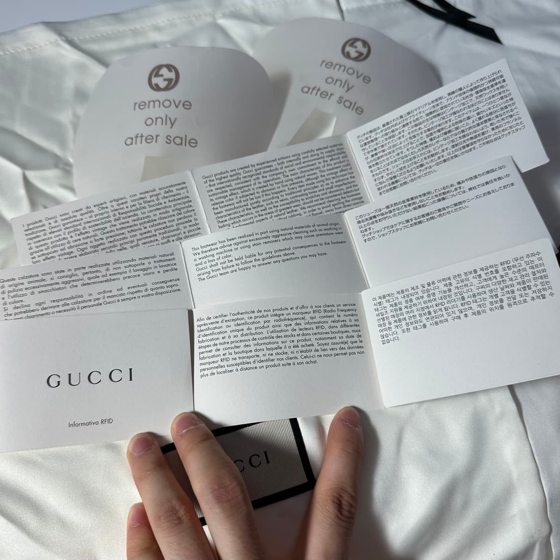 [풀박스] 구찌 롸이톤 레더 띠 로고 스니커즈 7.5(265mm) 라이톤 상품이미지10