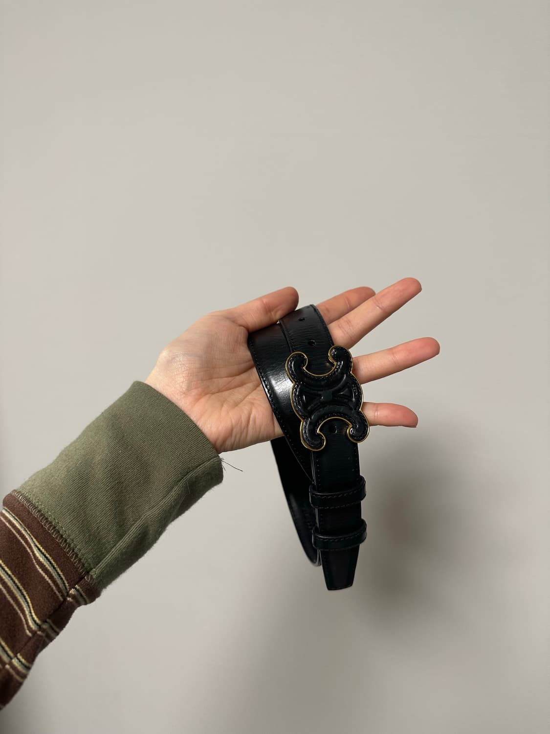 셀린느 트리옹프 블랙레더 로고 벨트 금장 75 상품이미지3