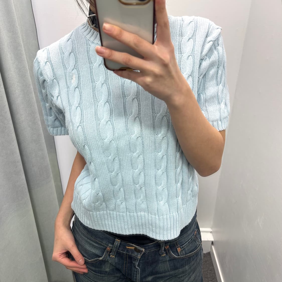 폴로 스카이블루 꽈베기 반팔니트 상품이미지4