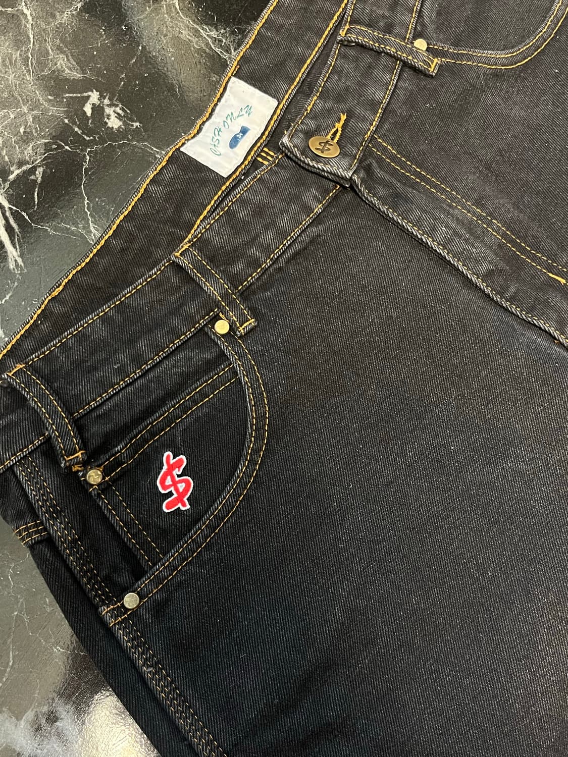 cash only 백포켓 자수 흑청데님 상품이미지2