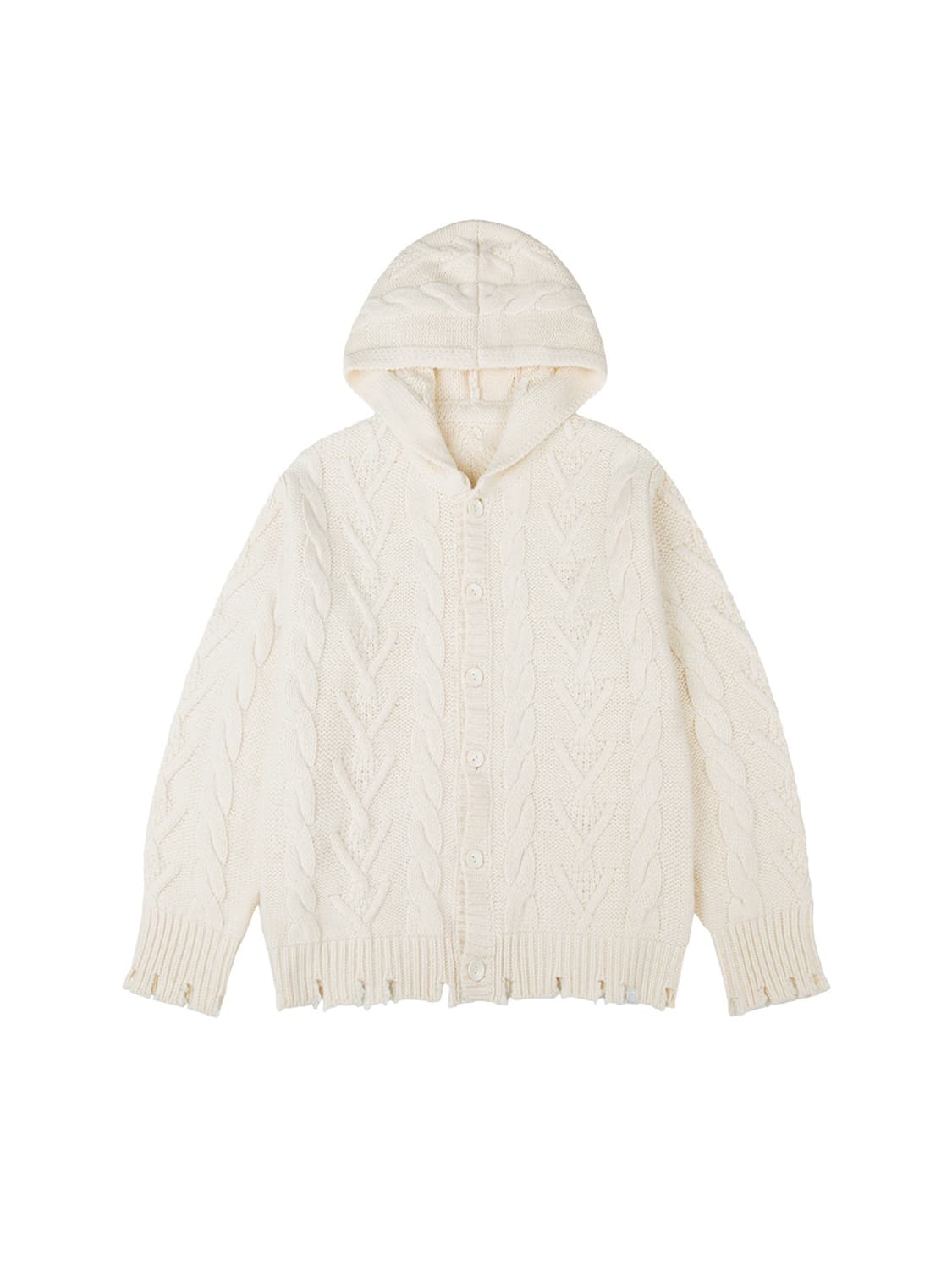 뚜오미오 데미지 케이블 가디건 크림 상품이미지1