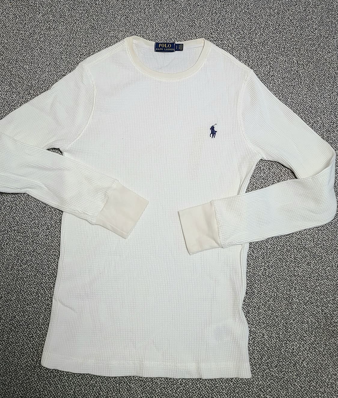 폴로 랄프로렌  딱붙핏  와플  긴팔티S 흰색 80 상품이미지1