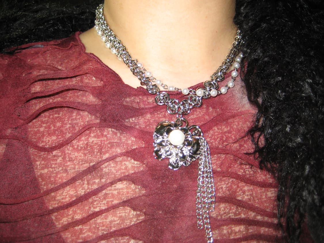 앤틱 오리엔탈 나비 진주 레이어드체인 목걸이 상품이미지5