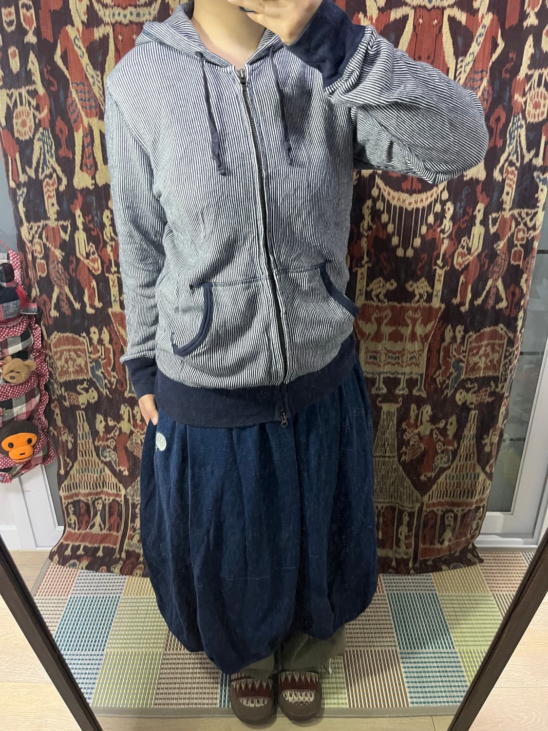 Old Uniqlo 히코리 스트라이프 후드집업 상품이미지1