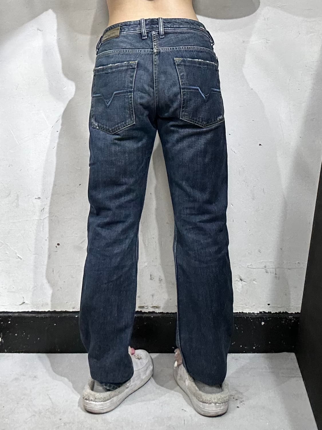 디젤 진청 포인트 워싱 새깅 데님 팬츠 청바지 32 상품이미지3