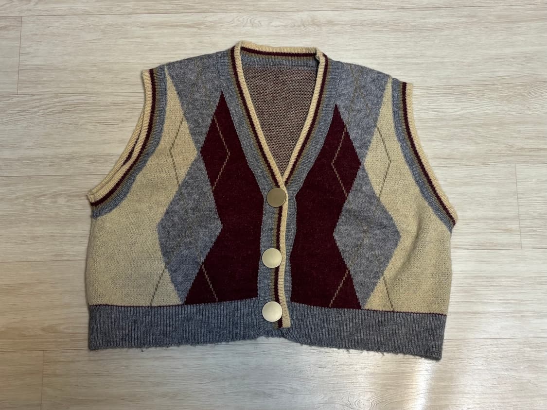 아가일 니트 베스트 상품이미지1