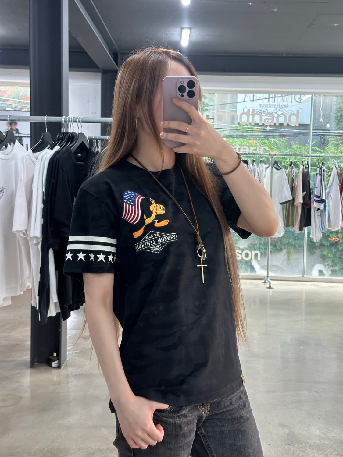 벤슨 x TWEETY 성조기 스컬카모 패치 반팔티 상품이미지3