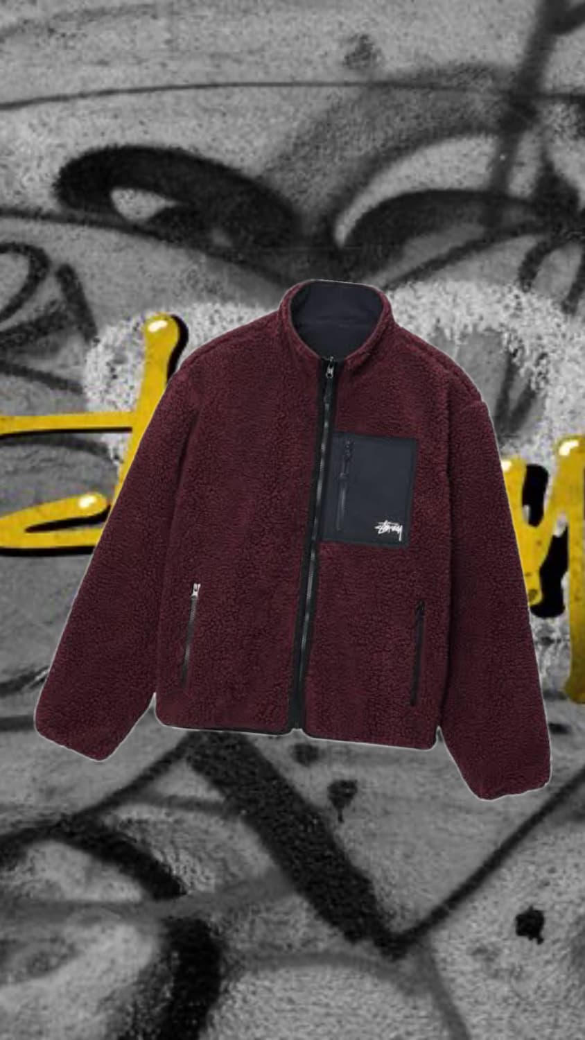 스투시 쉐르파 리버시블 버건디 L 상품이미지1