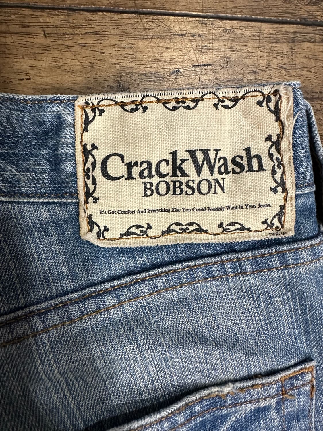 밥슨 BOBSON Crack Wash 연청 워싱 데님 팬츠 35인치 일본 상품이미지4