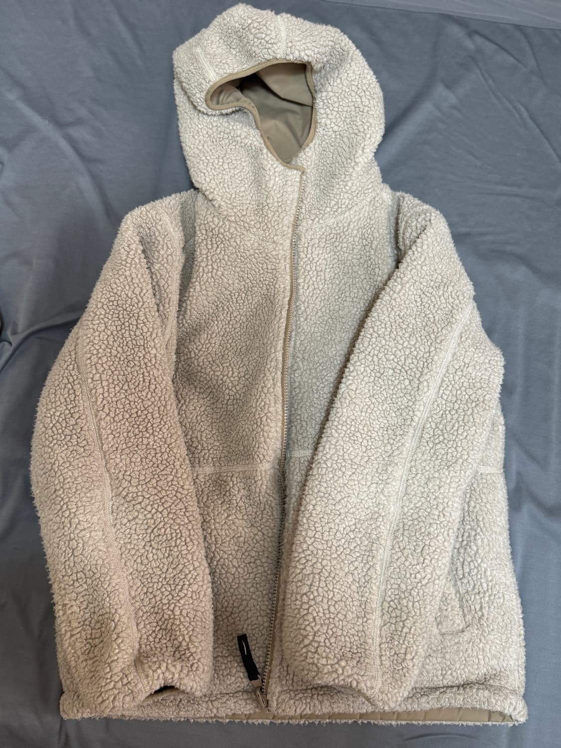 후드 뽀글이 안감 패딩 점퍼 베이지 새거 상품이미지1