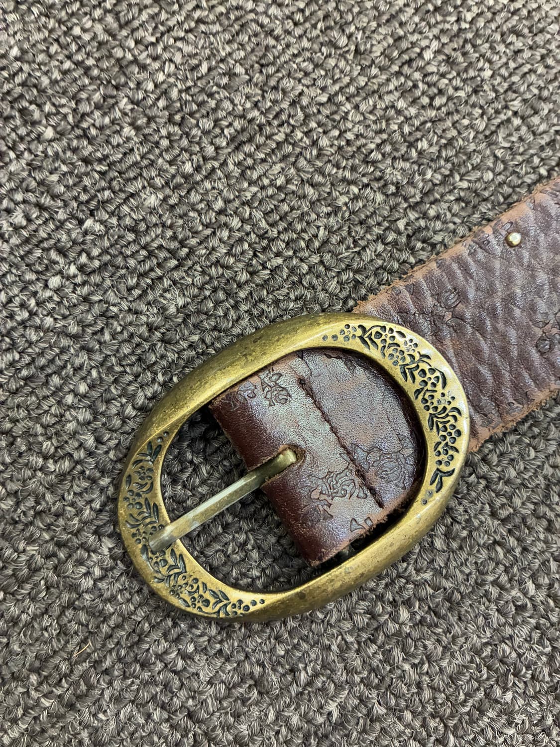 Japanese vintage 여성 스터드 웨스턴 브라운 가죽벨트 상품이미지4