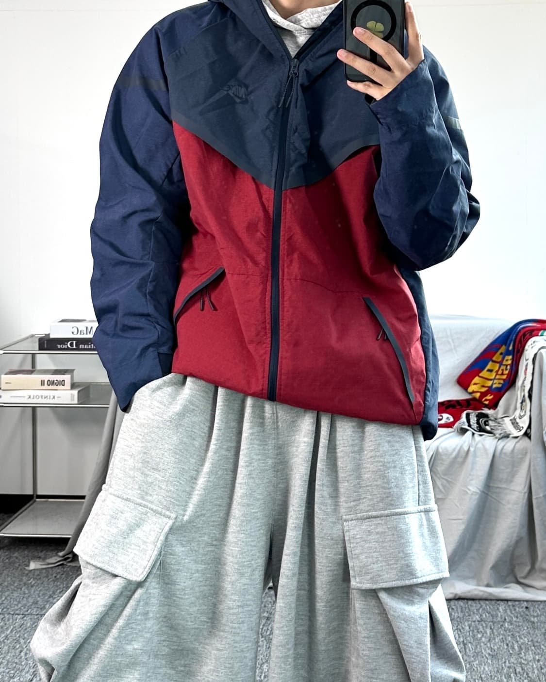 나이키 레드 네이비 테크팩 후드 바람막이 XL 상품이미지3