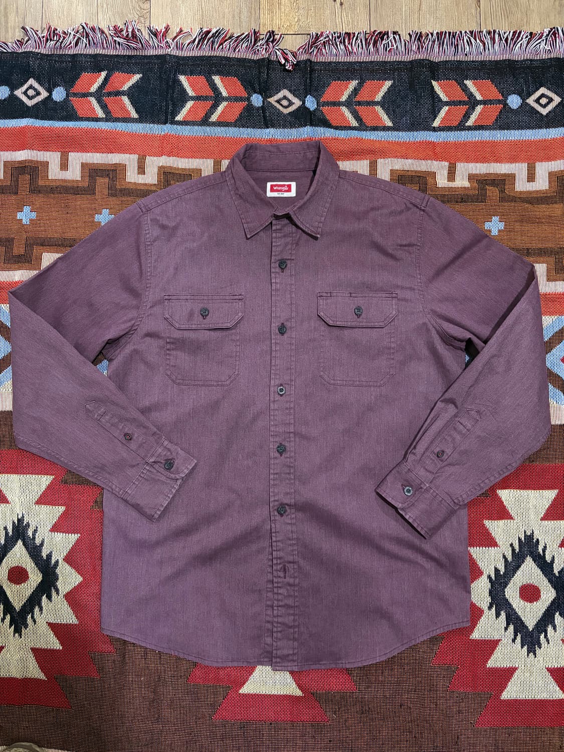 100) 랭글러 워크셔츠 버건디 상품이미지1