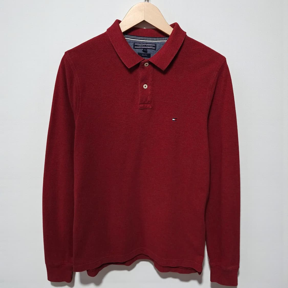 95)TOMMY 타미 힐피거 긴팔 카라티셔츠 레드 상품이미지1