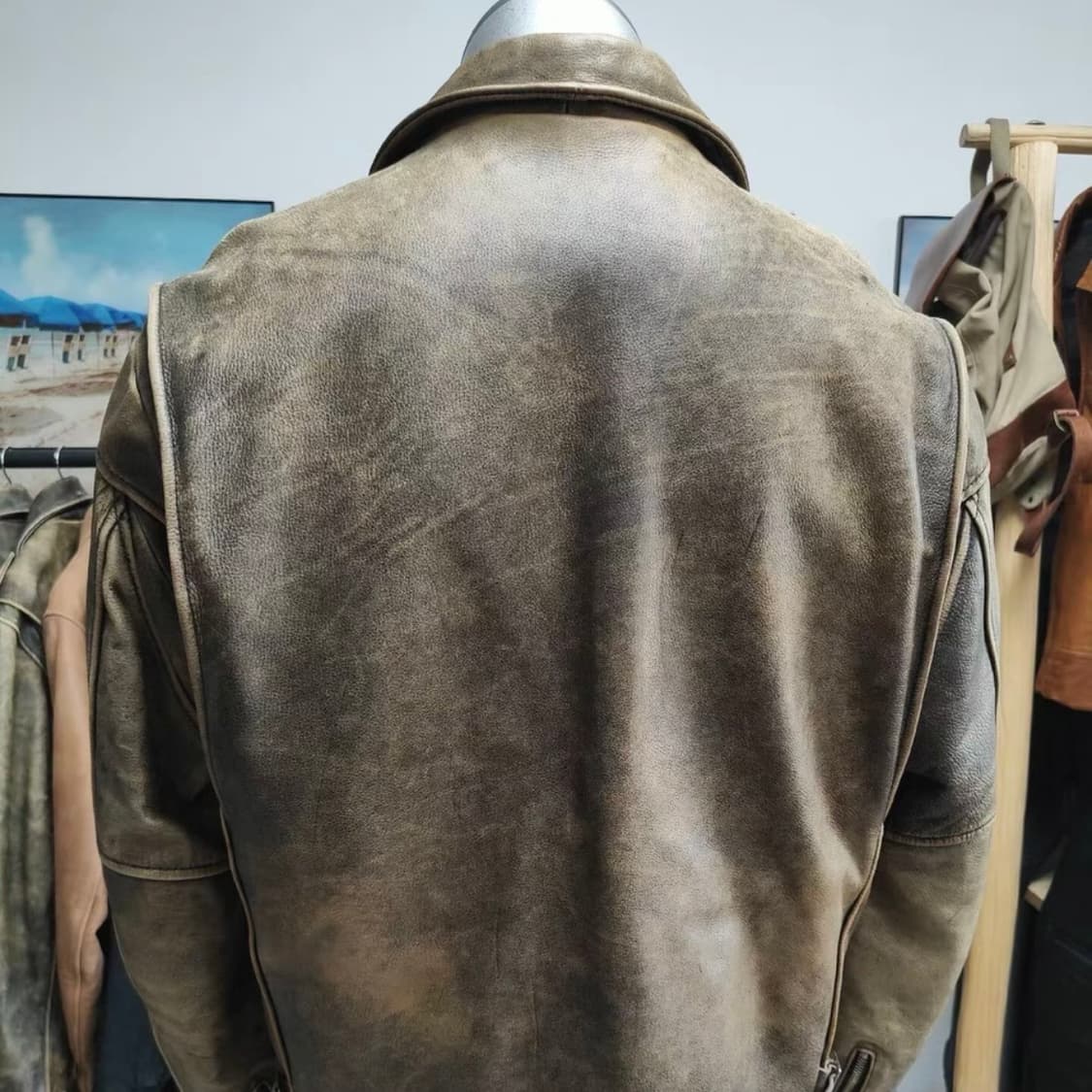 헤비 빈티지 레더 자켓 상품이미지6