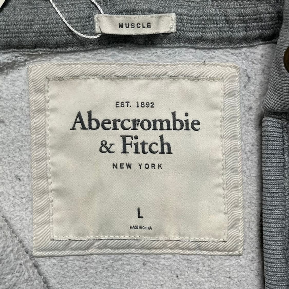 ABERCROMBIE & FITCH 로고 후드집업 그레이 L 상품이미지3