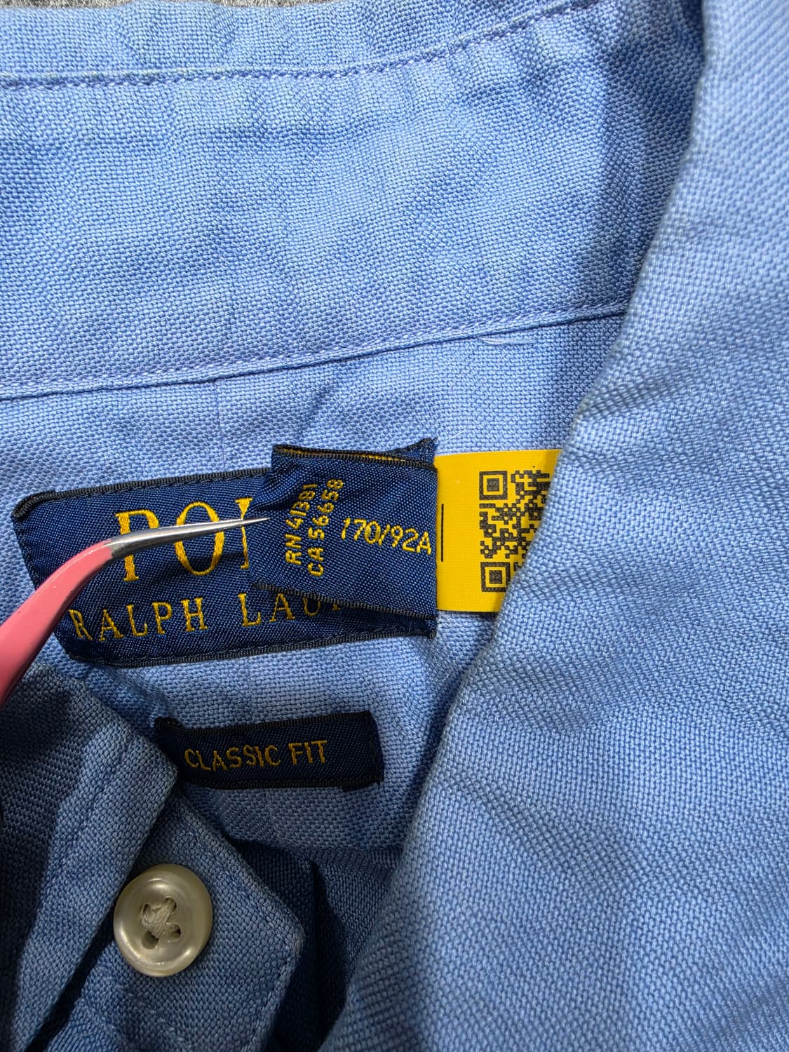 폴로 랄프로렌 클래식핏 옐로우 포니 큐알택 셔츠 S 상품이미지9