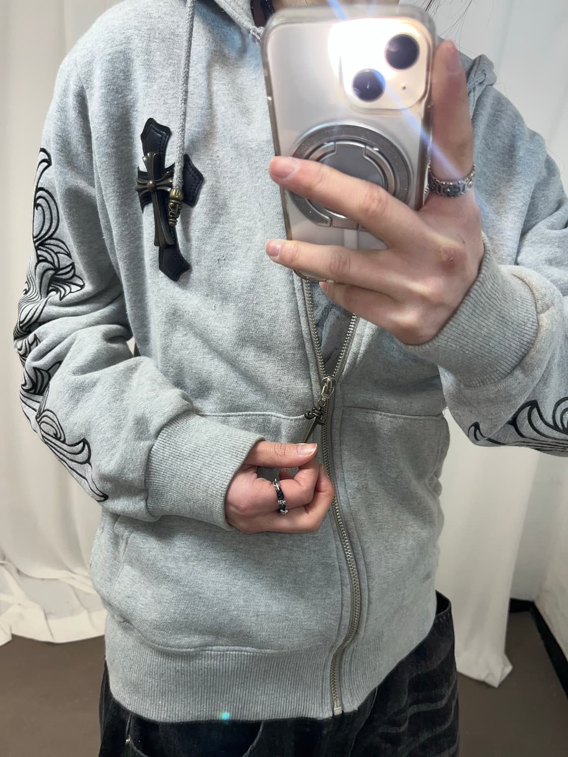 펑크 십자가 후드집업 상품이미지3