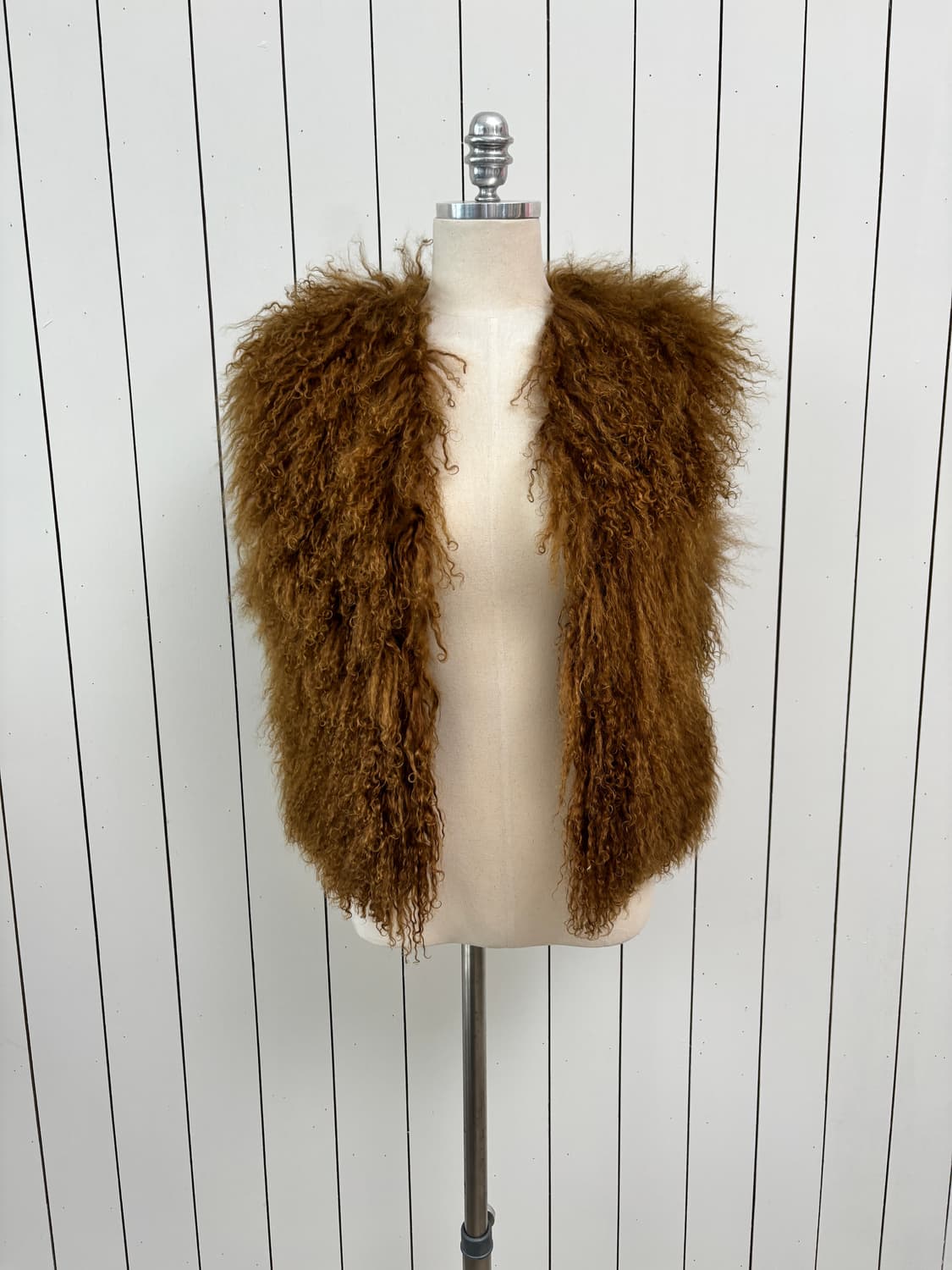 보헤미안 컬 브라운 양털 베스트 상품이미지2