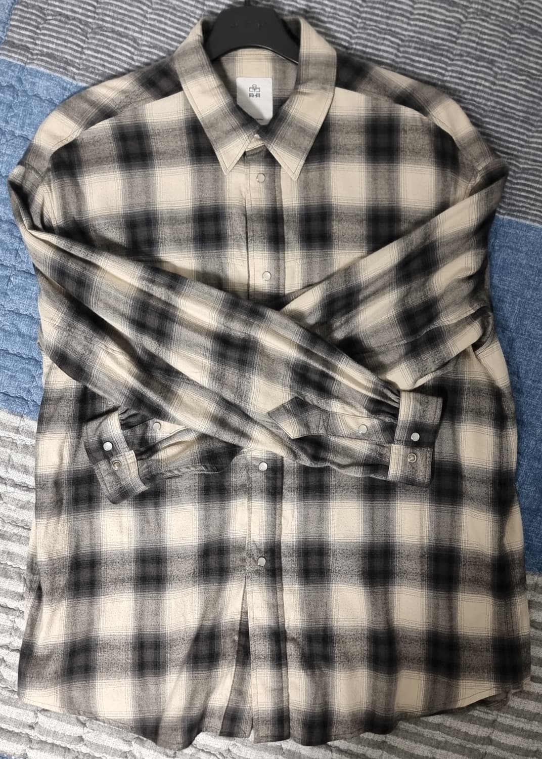 [2] 폴리테루 루즈드 체크 셔츠 웨스턴 에크루 옴브레 상품이미지2