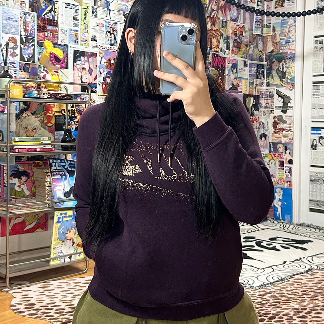 나이키 하이넥 퍼플 빅 로고 후드티 상품이미지2